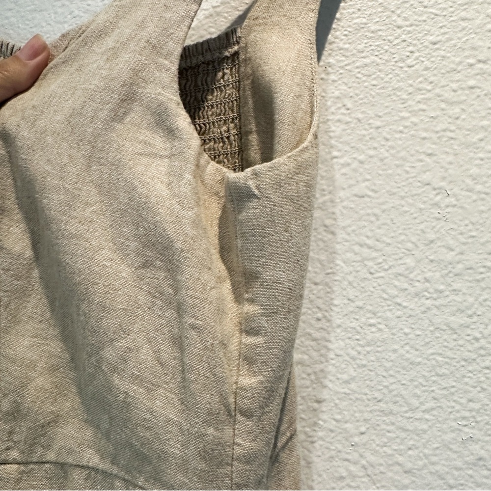 Sleeveless Beige Linen Maxi Dress - Picture 4 of 8